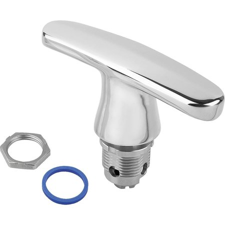 KIPP Quarter-Turn Lock With T-Grip D=30, L1=100, H=18, Stainless Steel 1.4404, Comp:Silicon, Comp:Blue K1452.1188